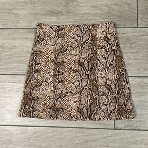 Snakeskin reformation mini skirt